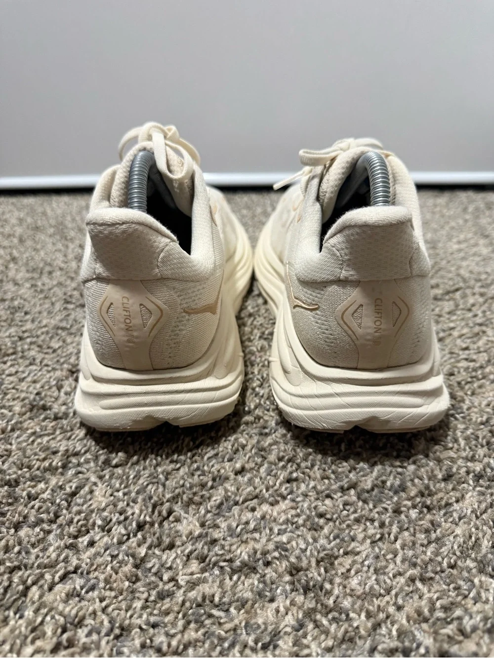 Hoka clifton 10 Cream and Beige Lightweight Running Shoes - Picture 4 of 7